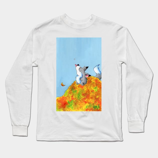 Snow and Leaves Long Sleeve T-Shirt by KristenOKeefeArt